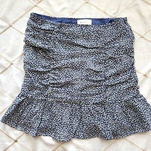 Mabel Navy Blue White Spotted A-Line Mini Skirt Medium‎ Abstract Print EUC